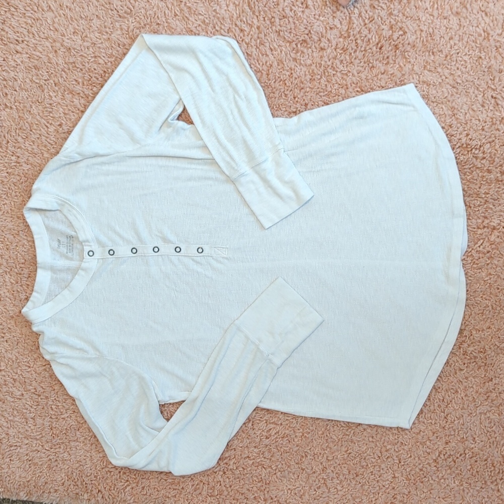 Aerie White Long Sleeve Casual Shirt L